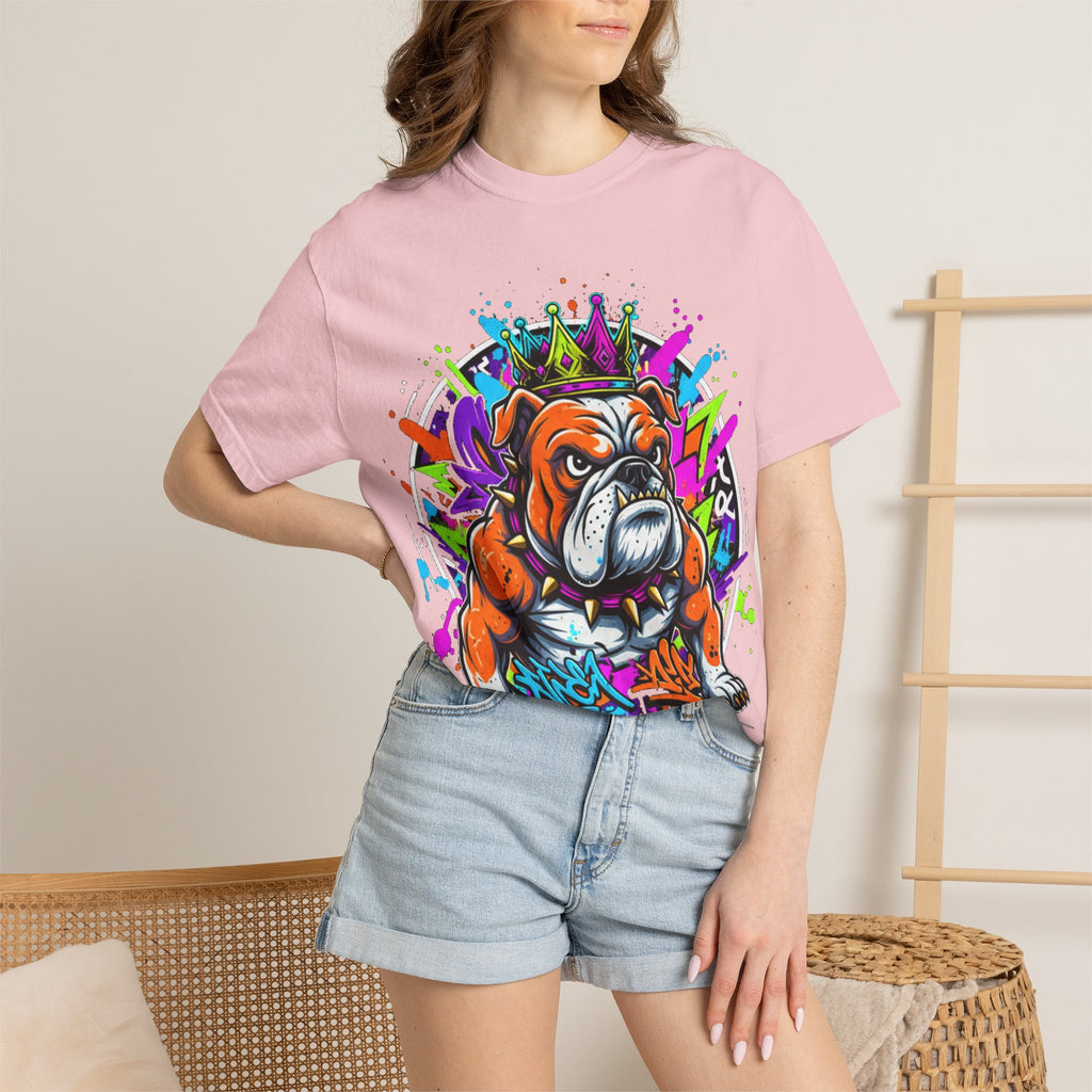 Bulldog Graffiti T-Shirt — Colorful King Crown Streetwear Tee
