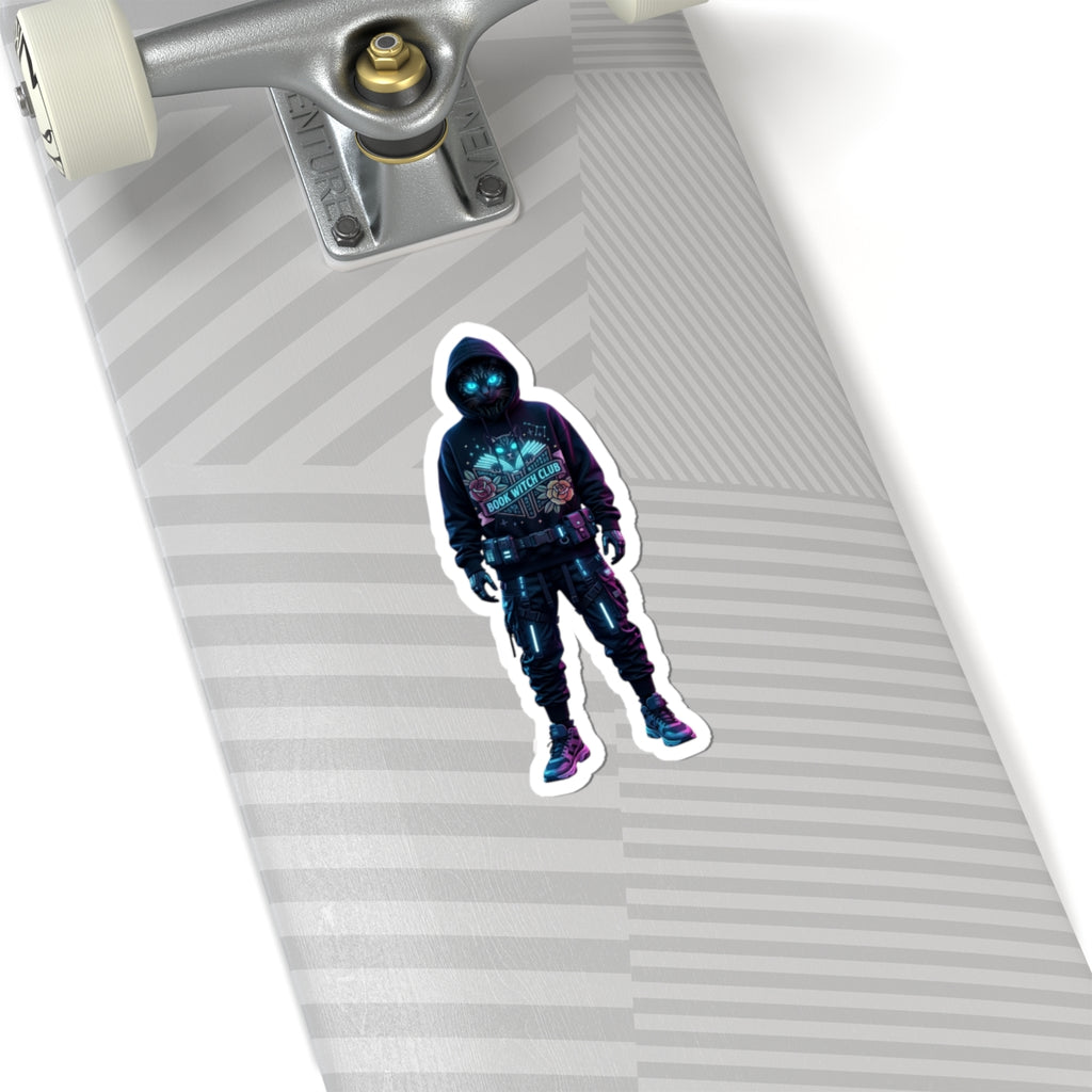 Neon Hooded Figure Sticker | Traditional Tattoo-Inspired, Flash-Style Kiss-Cut