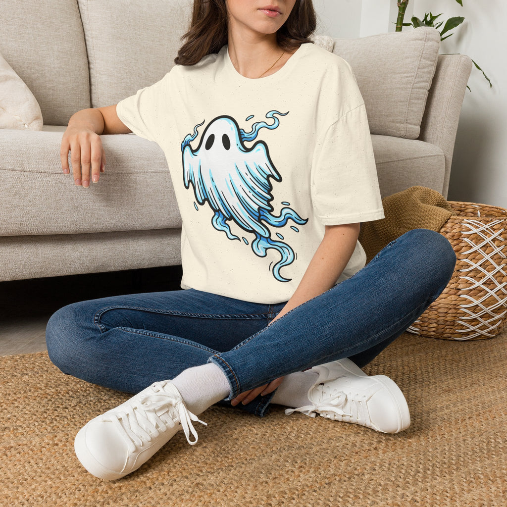 Ghost Graphic T-Shirt — Cute Blue Floating Ghost Halloween Tee