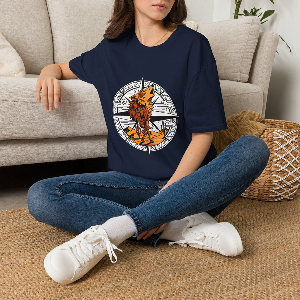 Wolf Compass T-Shirt — Howling Wolf Adventure Graphic Tee
