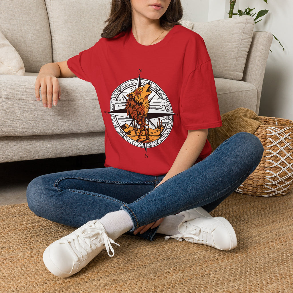 Wolf Compass T-Shirt — Howling Wolf Adventure Graphic Tee