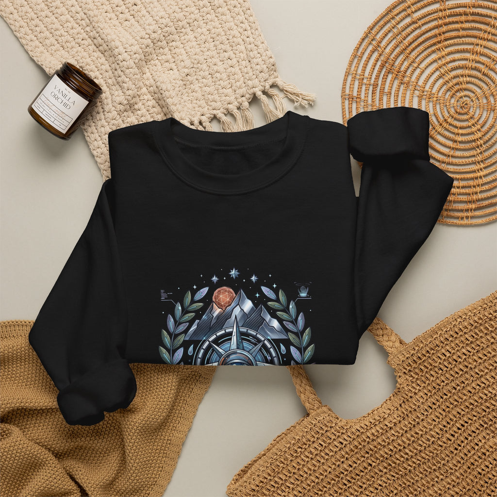 Born to Hike Compass Sweatshirt | Traditional Tattoo-Style, Laurel & Banner