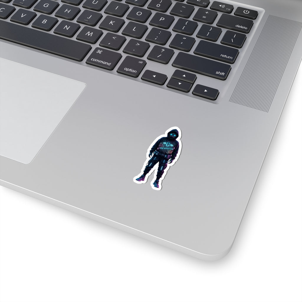 Neon Hooded Figure Sticker | Traditional Tattoo-Inspired, Flash-Style Kiss-Cut