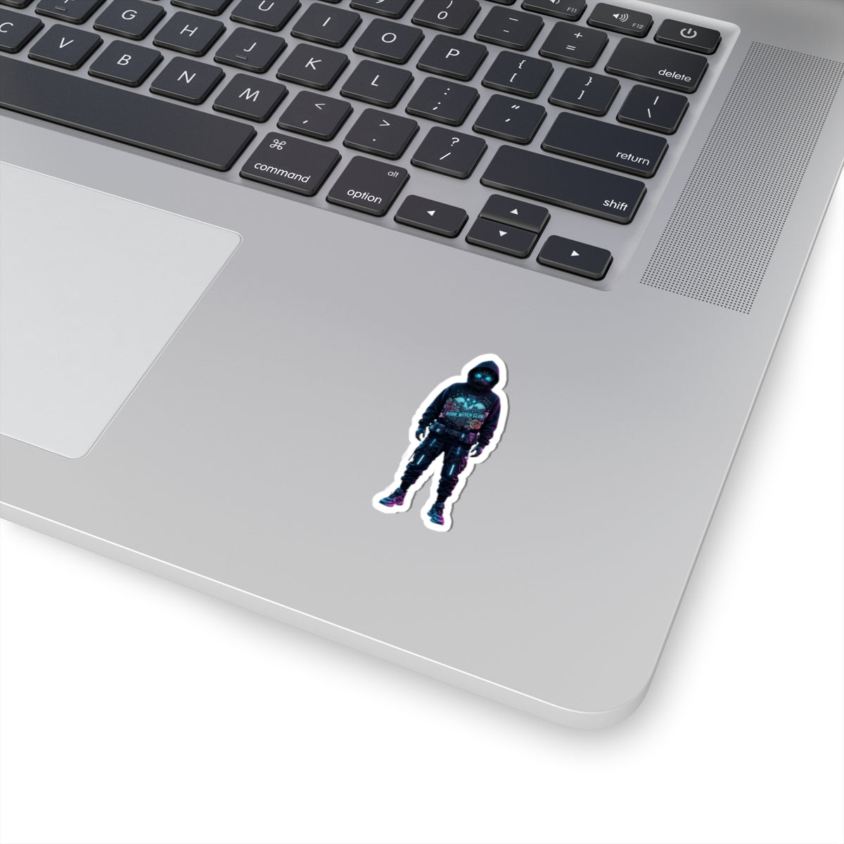 Neon Hooded Figure Sticker | Traditional Tattoo-Inspired, Flash-Style Kiss-Cut