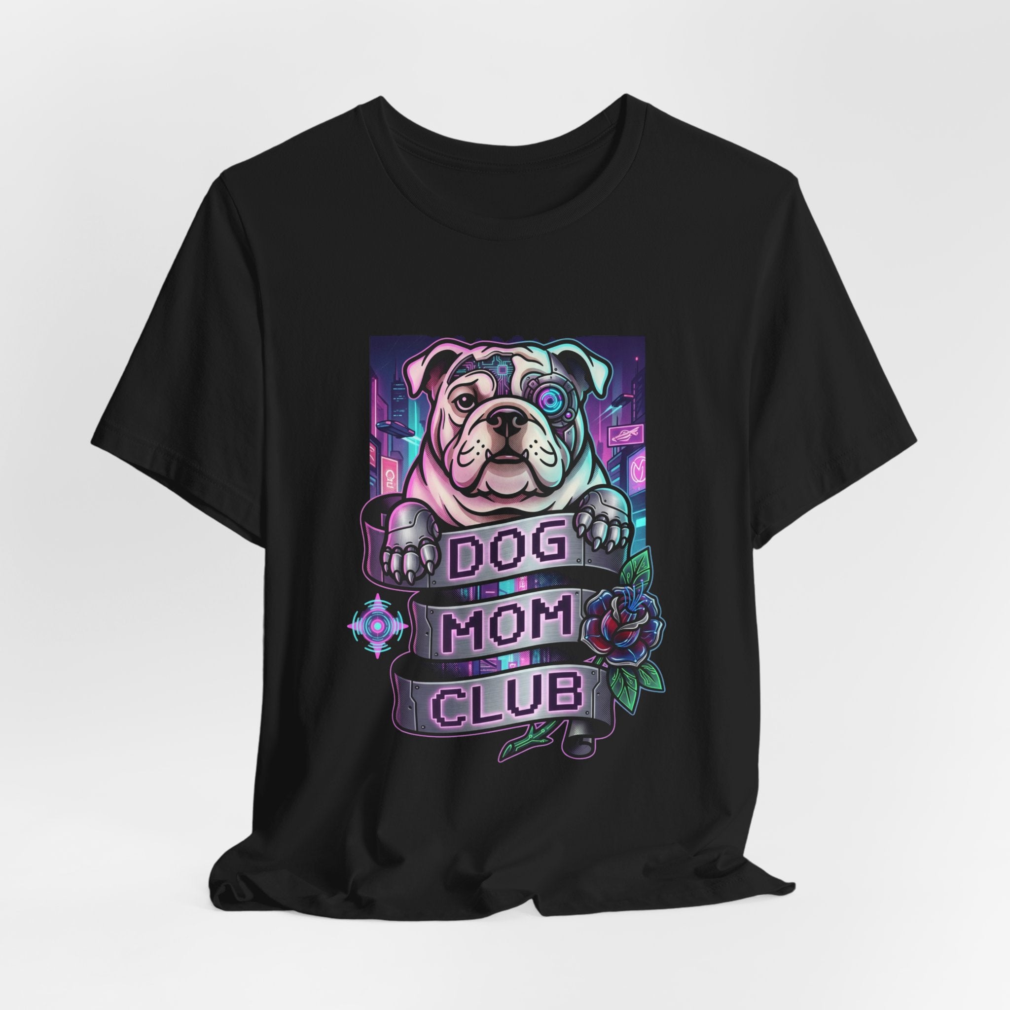Dog Mom Club Tee | Traditional Tattoo-Inspired, Banner & Floral Graphic