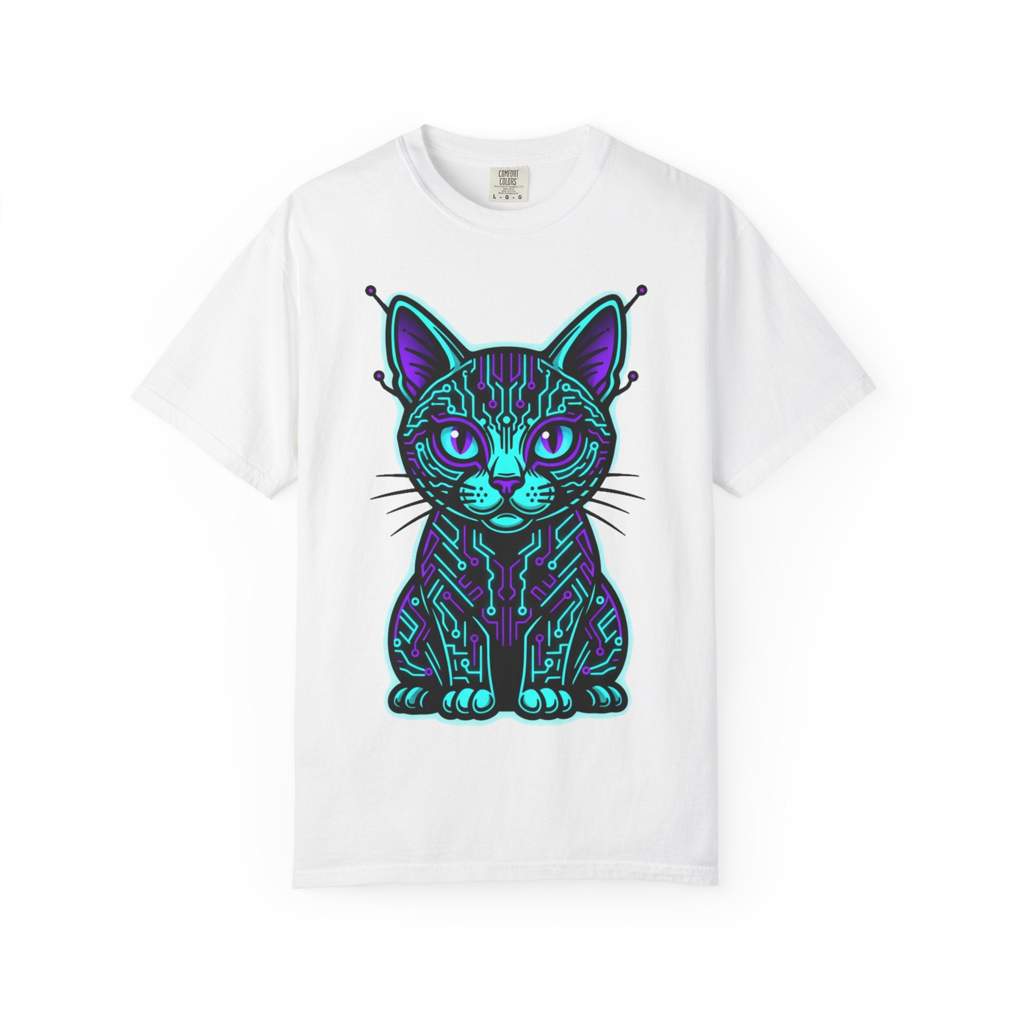 D78 Cyber Felines — Neon Cat T-shirt