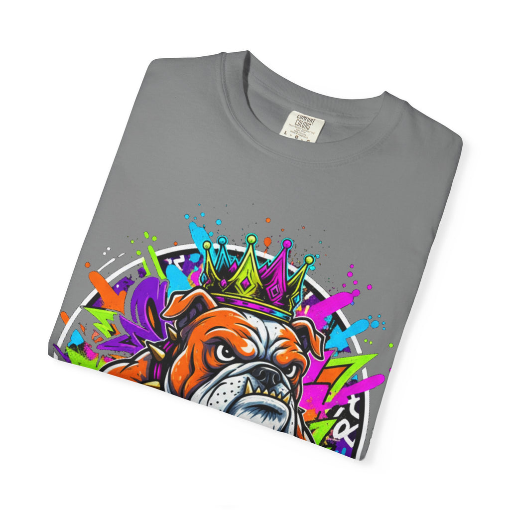 Bulldog Graffiti T-Shirt — Colorful King Crown Streetwear Tee