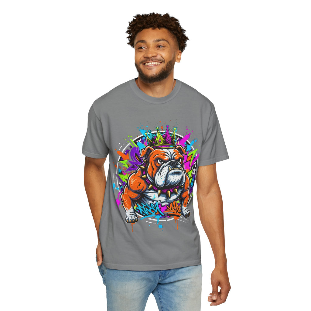 D78 Street Kings — Crown graffiti bulldog T-shirt