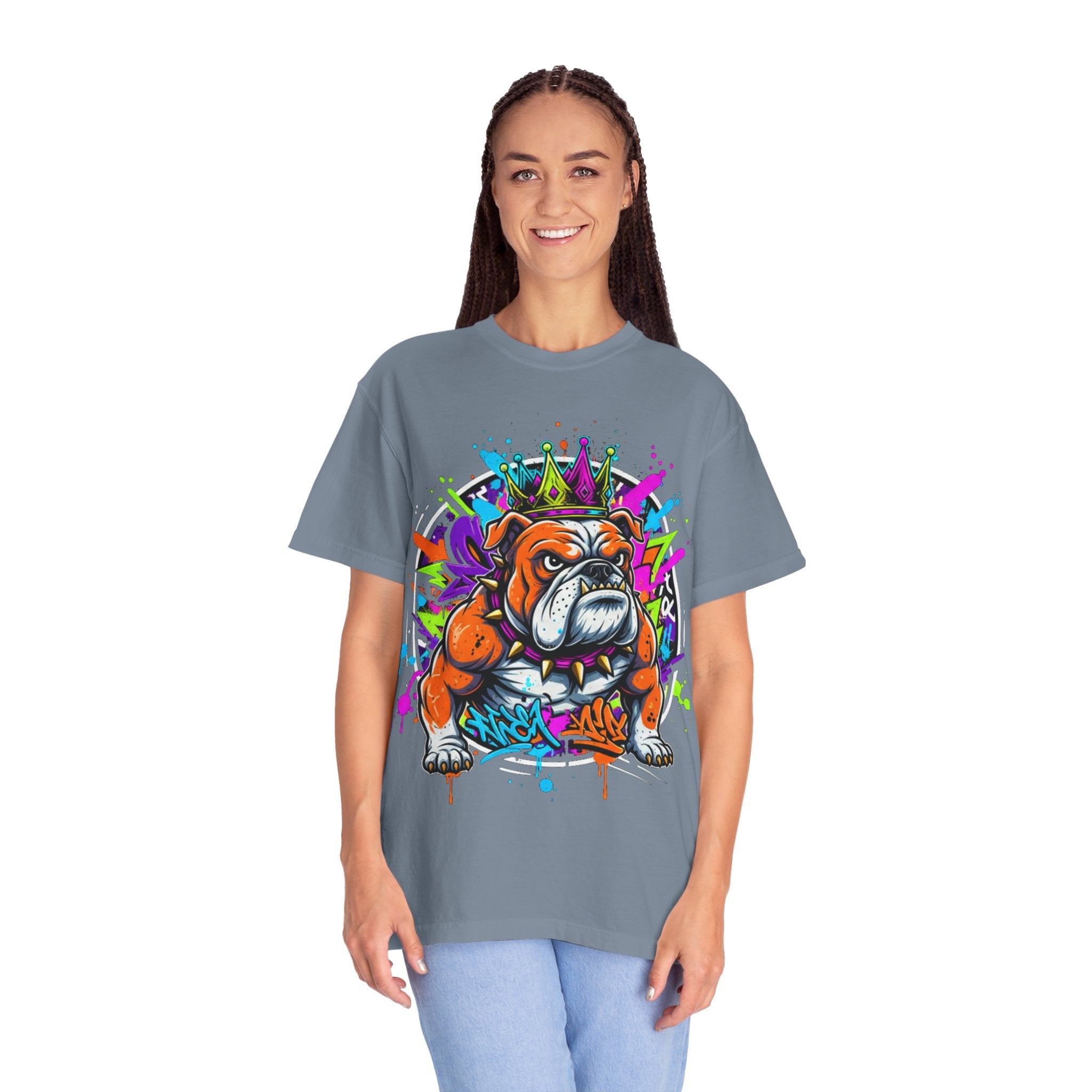D78 Street Kings — Crown graffiti bulldog T-shirt