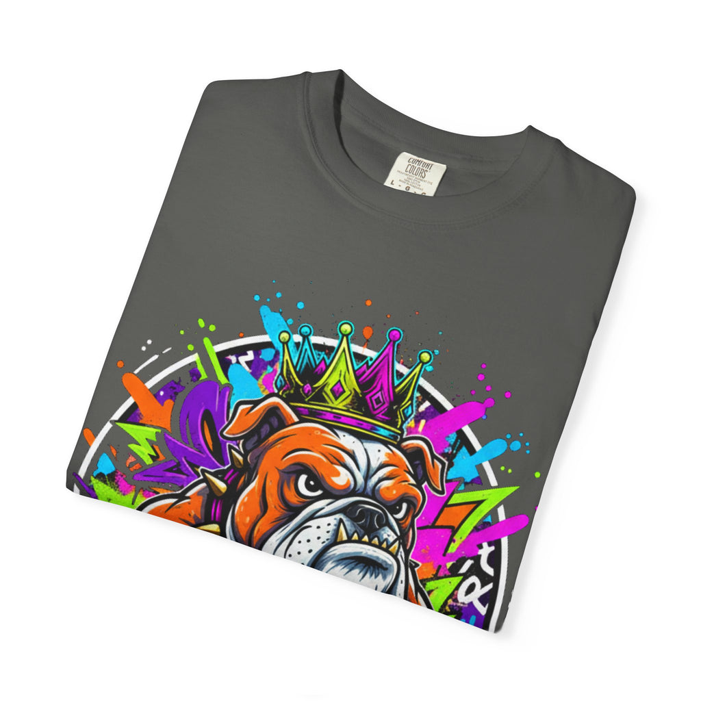 Bulldog Graffiti T-Shirt — Colorful King Crown Streetwear Tee