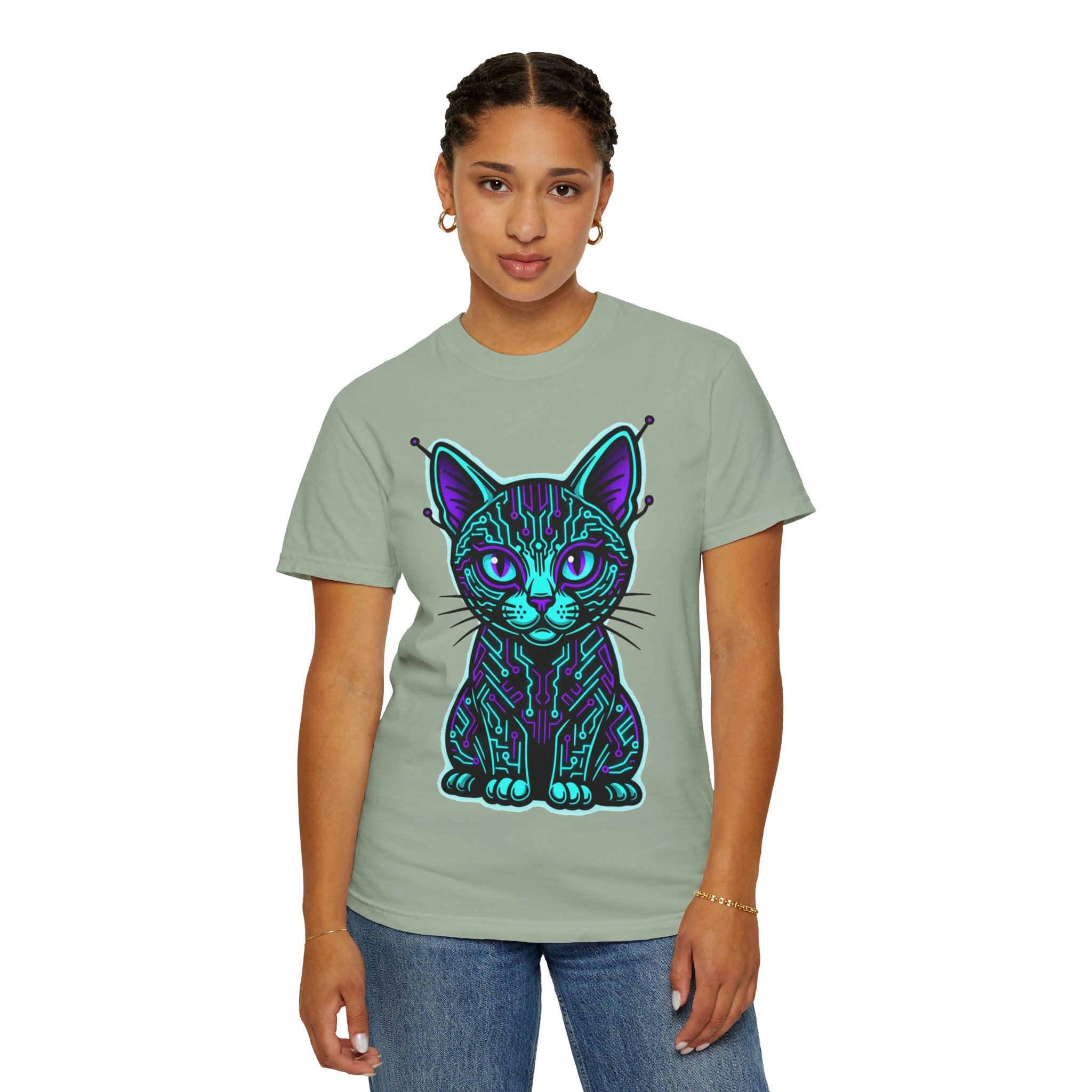 D78 Cyber Felines — Neon Cat T-shirt