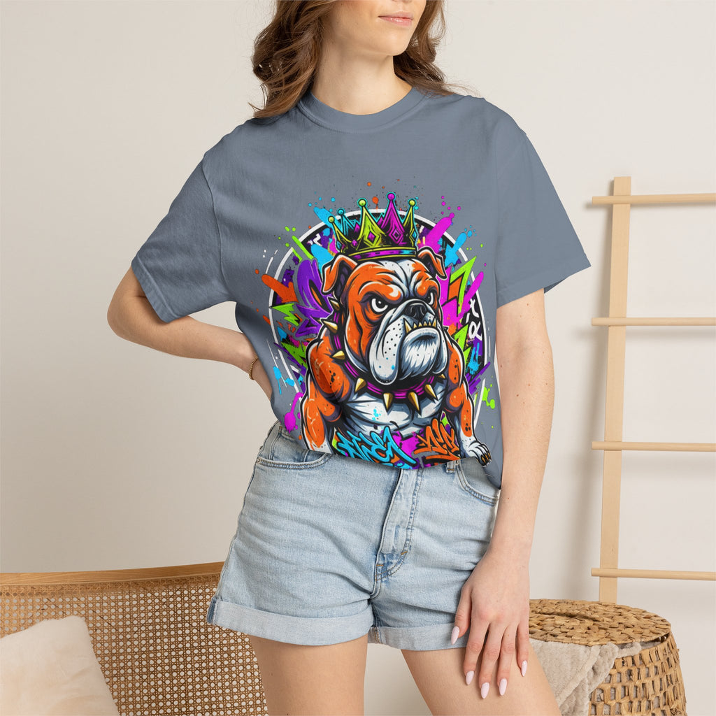 Bulldog Graffiti T-Shirt — Colorful King Crown Streetwear Tee