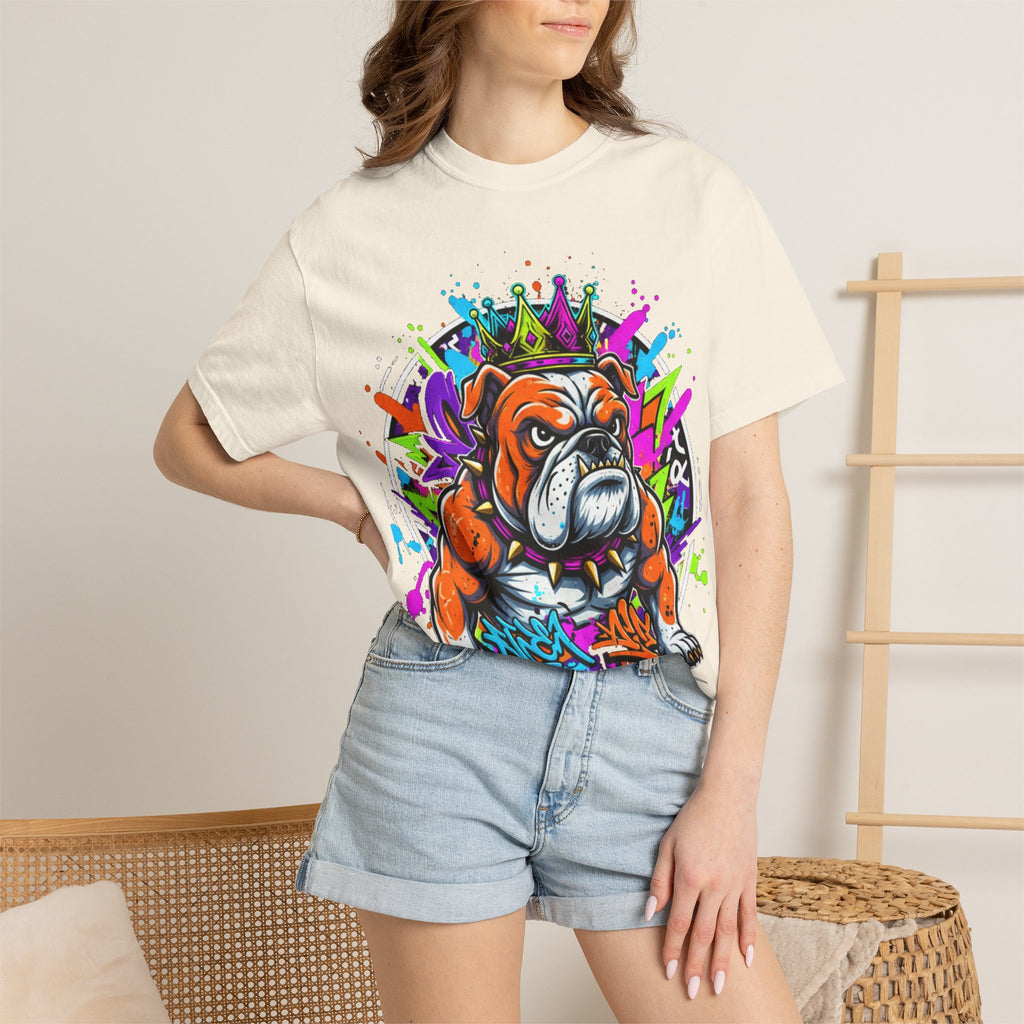 Bulldog Graffiti T-Shirt — Colorful King Crown Streetwear Tee