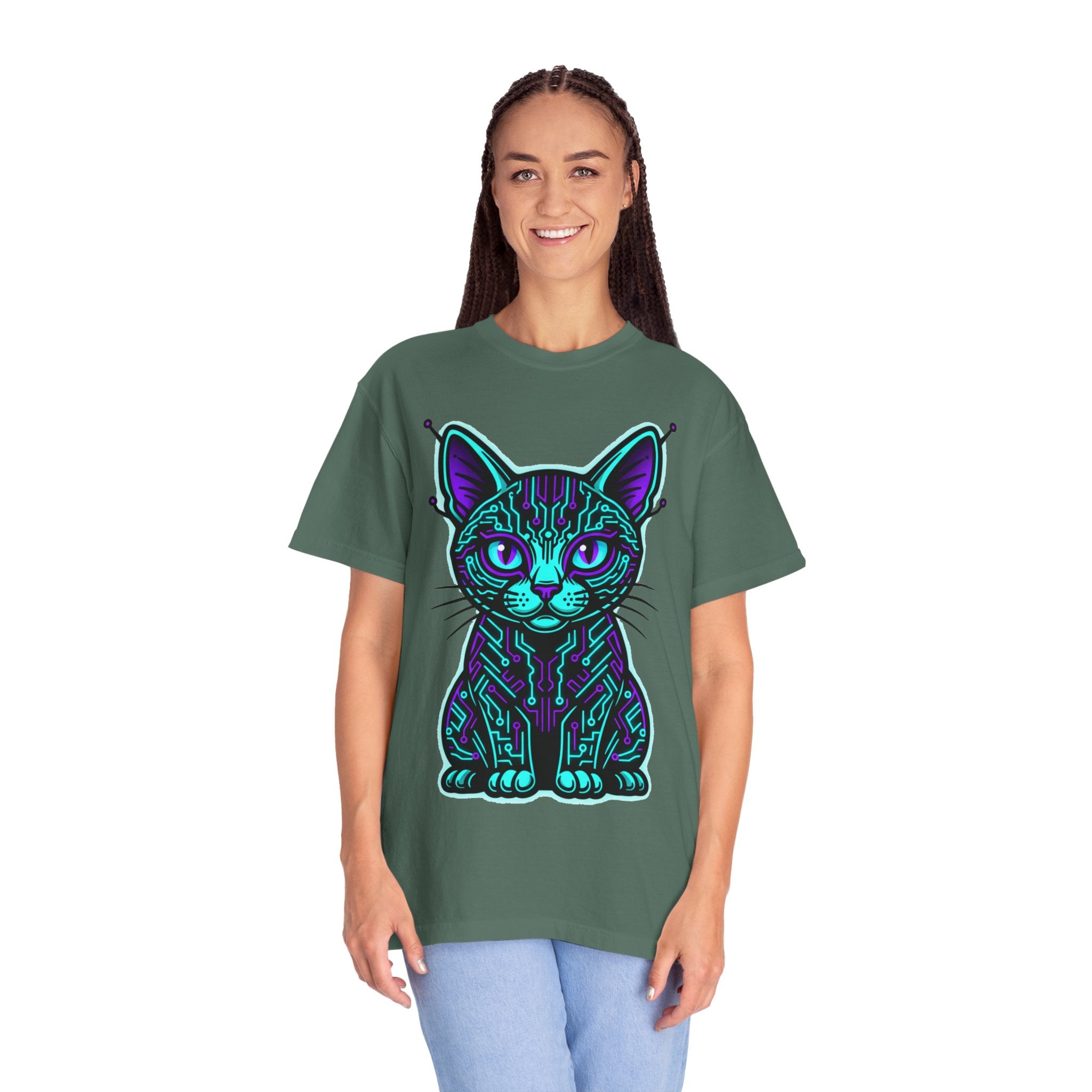 D78 Cyber Felines — Neon Cat T-shirt