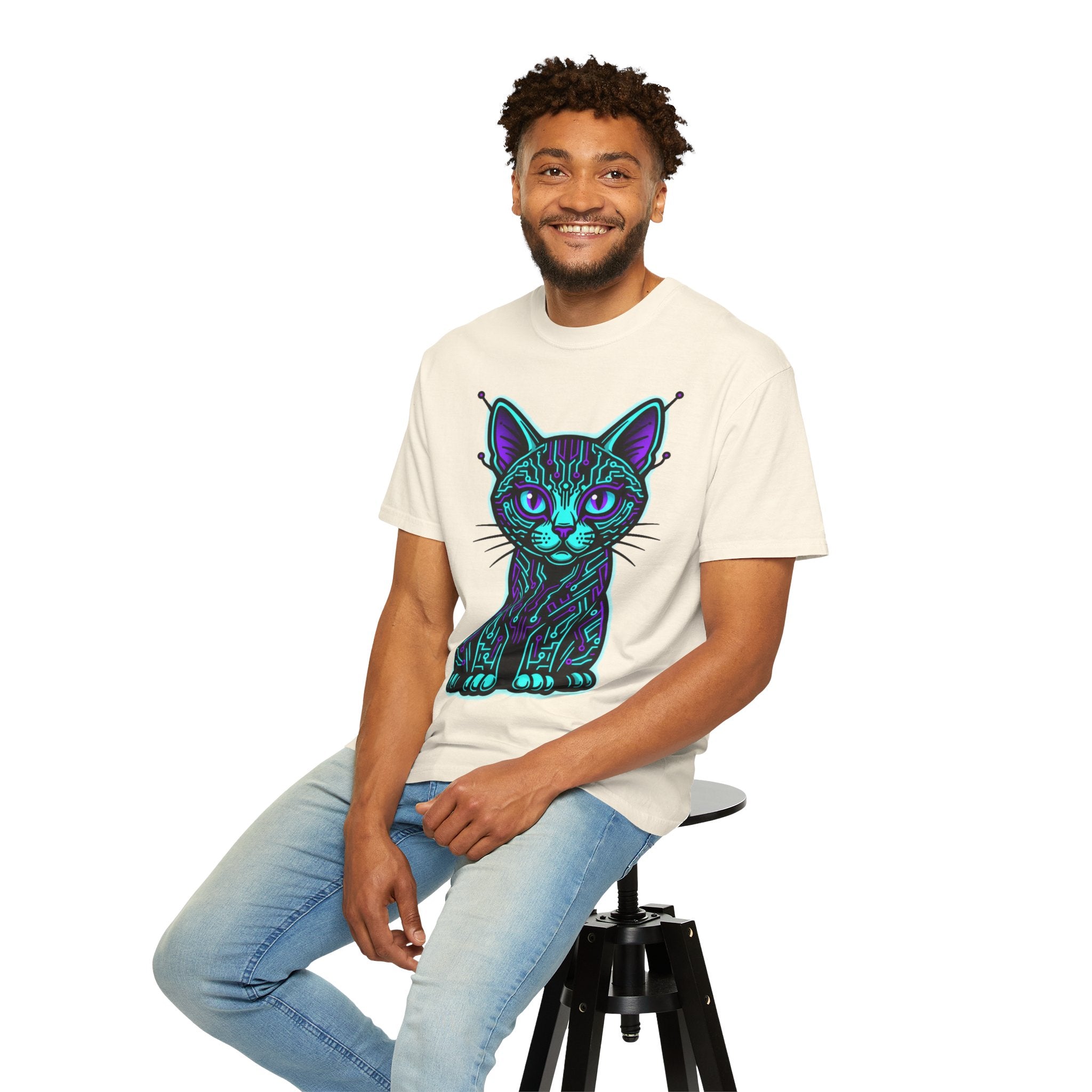 D78 Cyber Felines — Neon Cat T-shirt