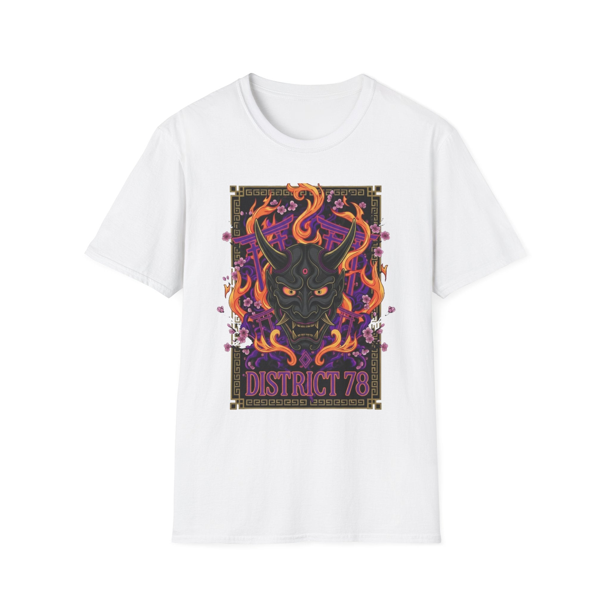 T-shirt Masque Démon Flammes — Tee Graphique District 78