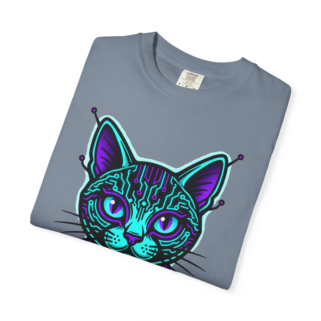 Cyberpunk Cat T-Shirt — Neon Tech Kitten Graphic Tee