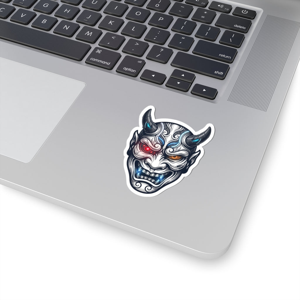 Hannya Demon Mask Kiss-Cut Sticker | Traditional Tattoo Flash, Bold Outline