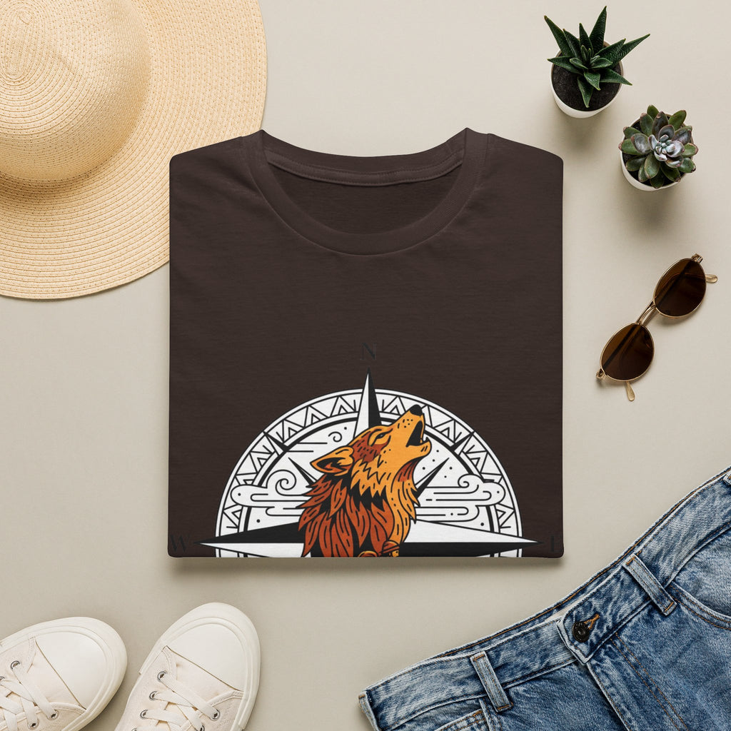Wolf Compass T-Shirt — Howling Wolf Adventure Graphic Tee