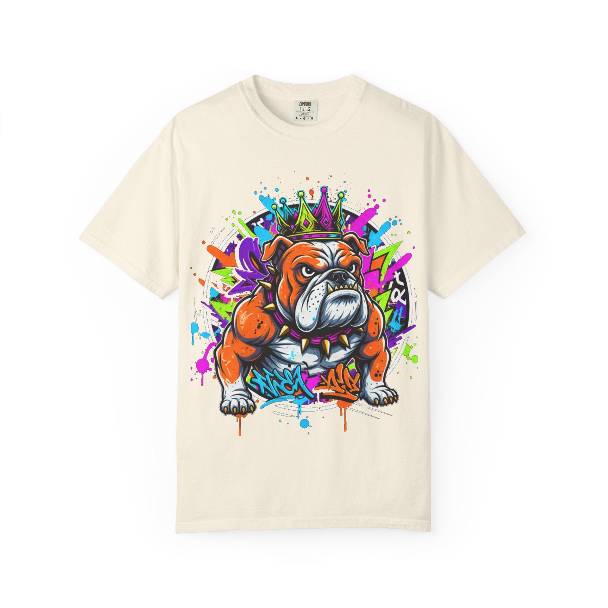 D78 Street Kings — Crown graffiti bulldog T-shirt