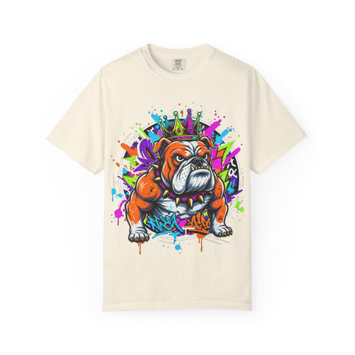 Bulldog Graffiti T-Shirt — Colorful King Crown Streetwear Tee