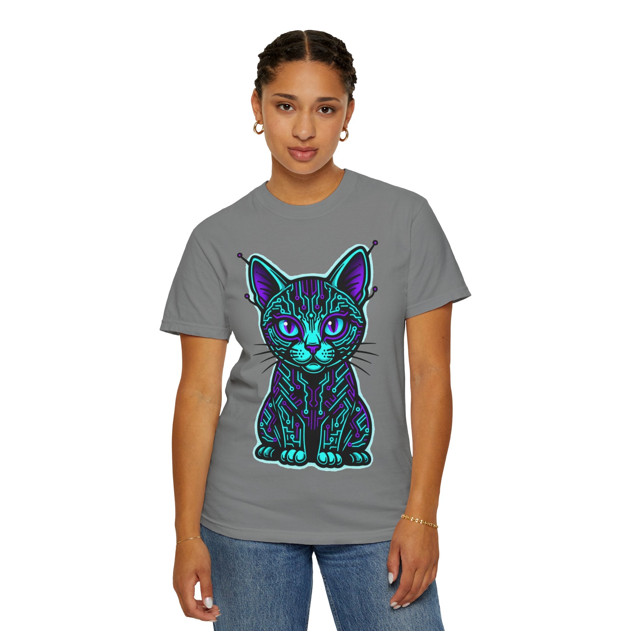 D78 Cyber Felines — Neon Cat T-shirt