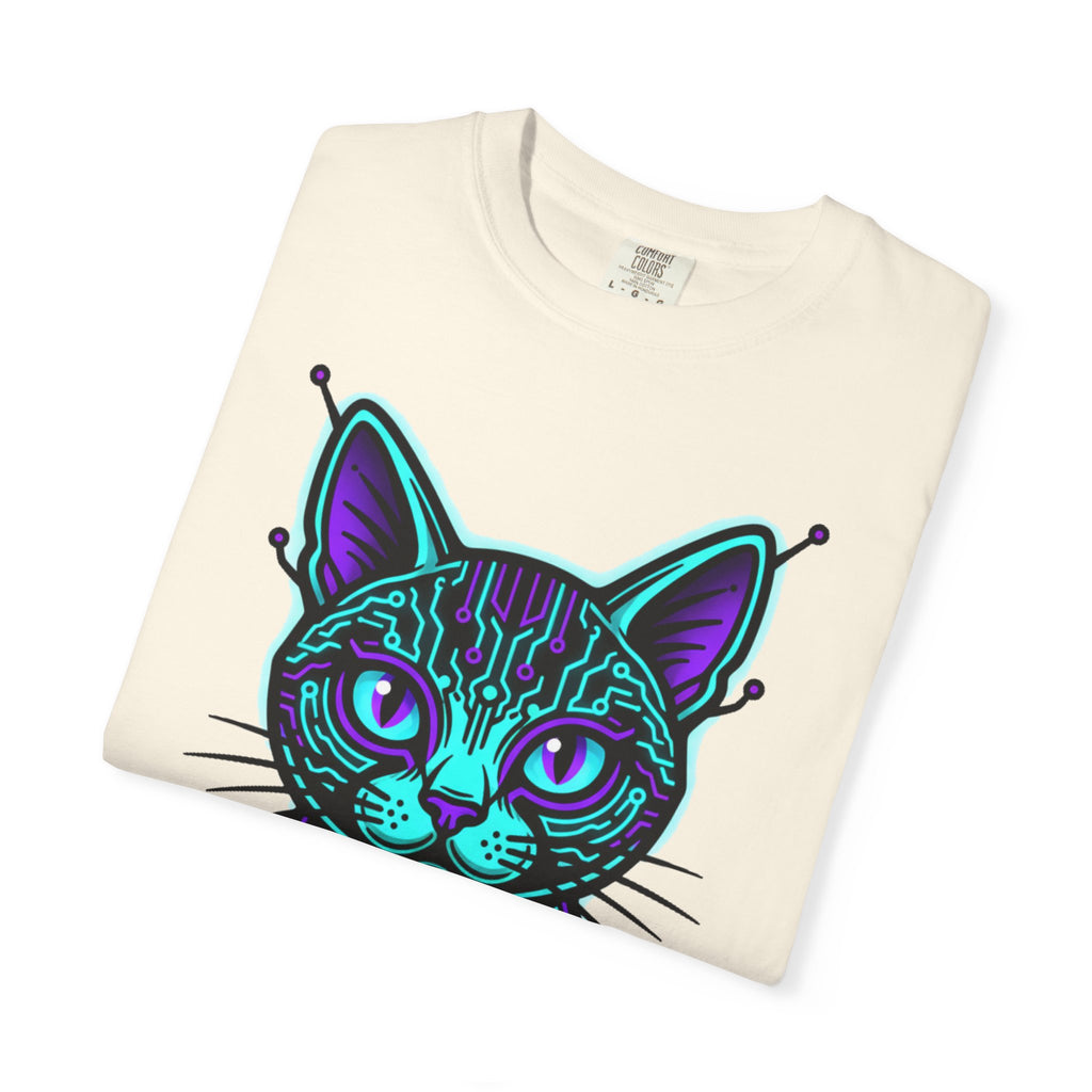 Cyberpunk Cat T-Shirt — Neon Tech Kitten Graphic Tee