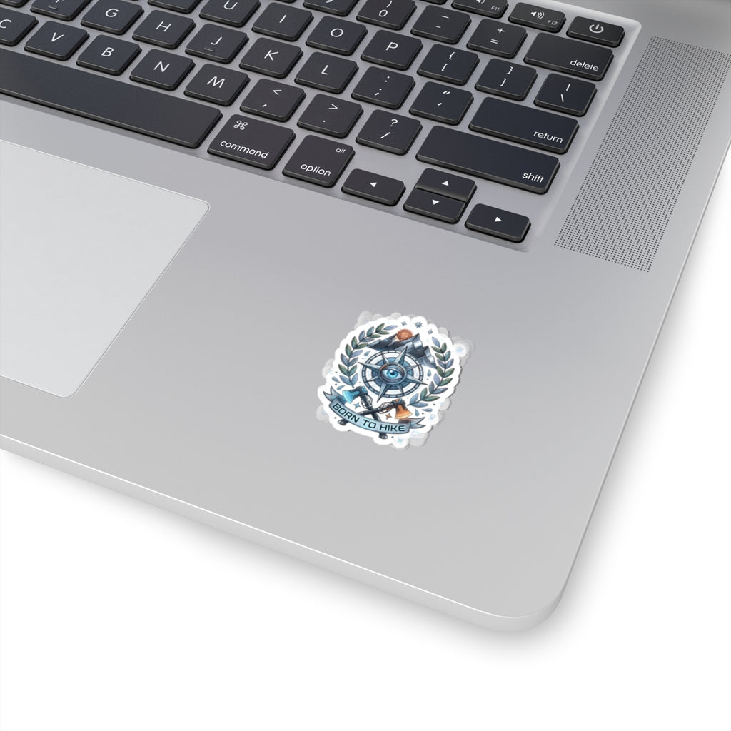 Born to Hike Compass Sticker | Traditional Tattoo-Inspired, Mountain Laurel Badge