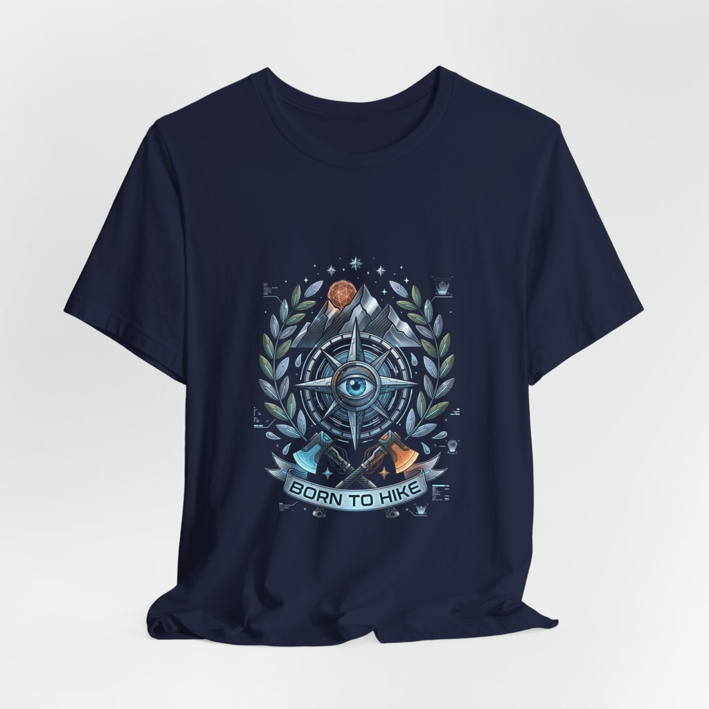 Born to Hike Compass Crest T-Shirt | Traditional Tattoo-Inspired, Outdoor Badge