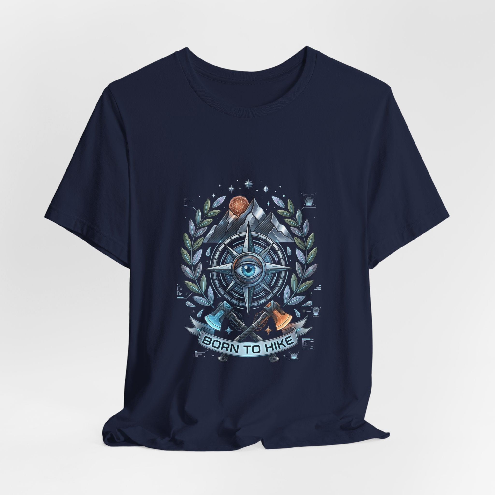 Born to Hike Compass Crest T-Shirt | Traditional Tattoo-Inspired, Outdoor Badge