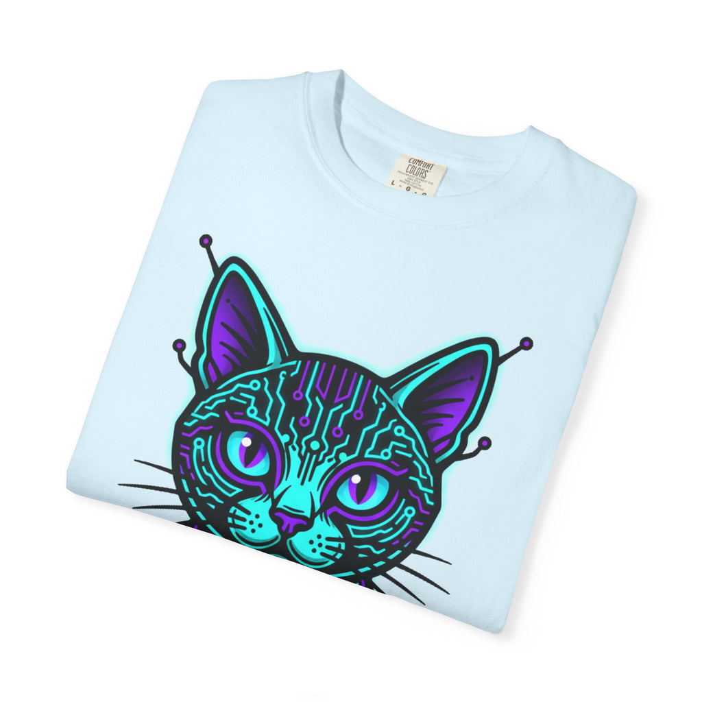 Cyberpunk Cat T-Shirt — Neon Tech Kitten Graphic Tee