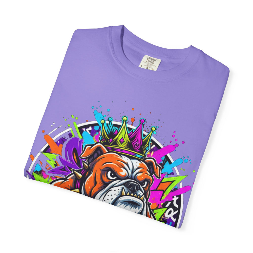 Bulldog Graffiti T-Shirt — Colorful King Crown Streetwear Tee