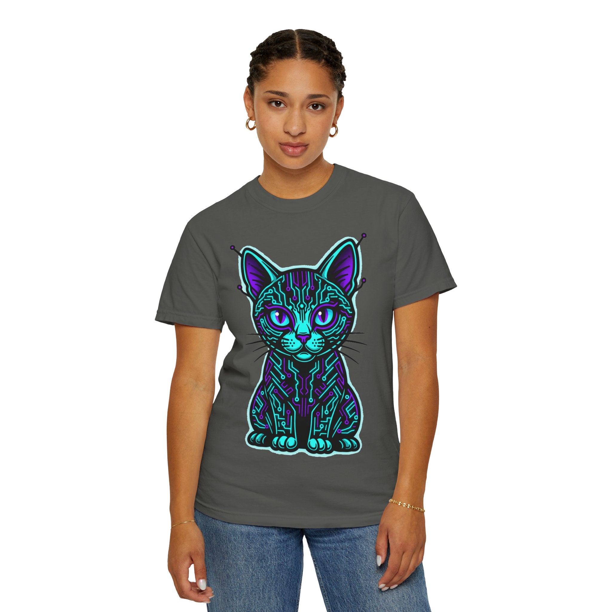 D78 Cyber Felines — Neon Cat T-shirt
