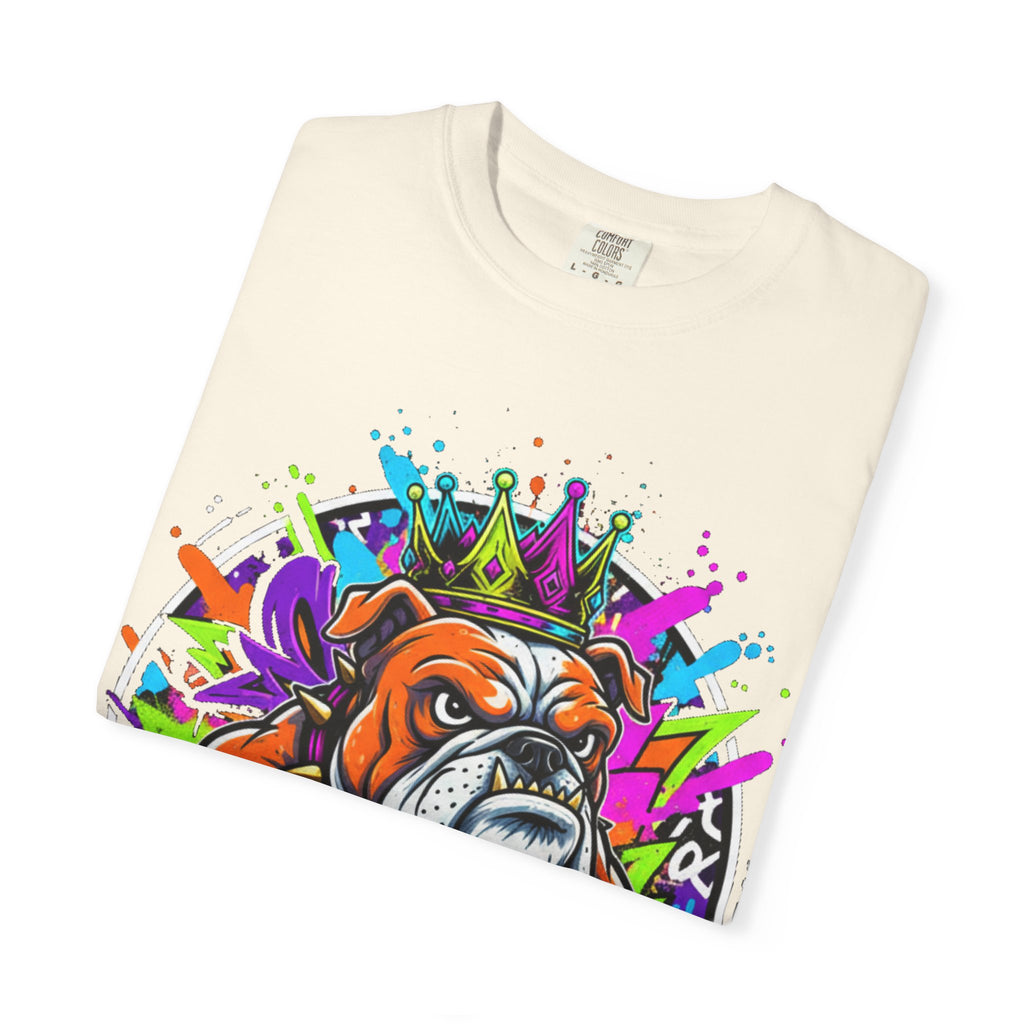 Bulldog Graffiti T-Shirt — Colorful King Crown Streetwear Tee