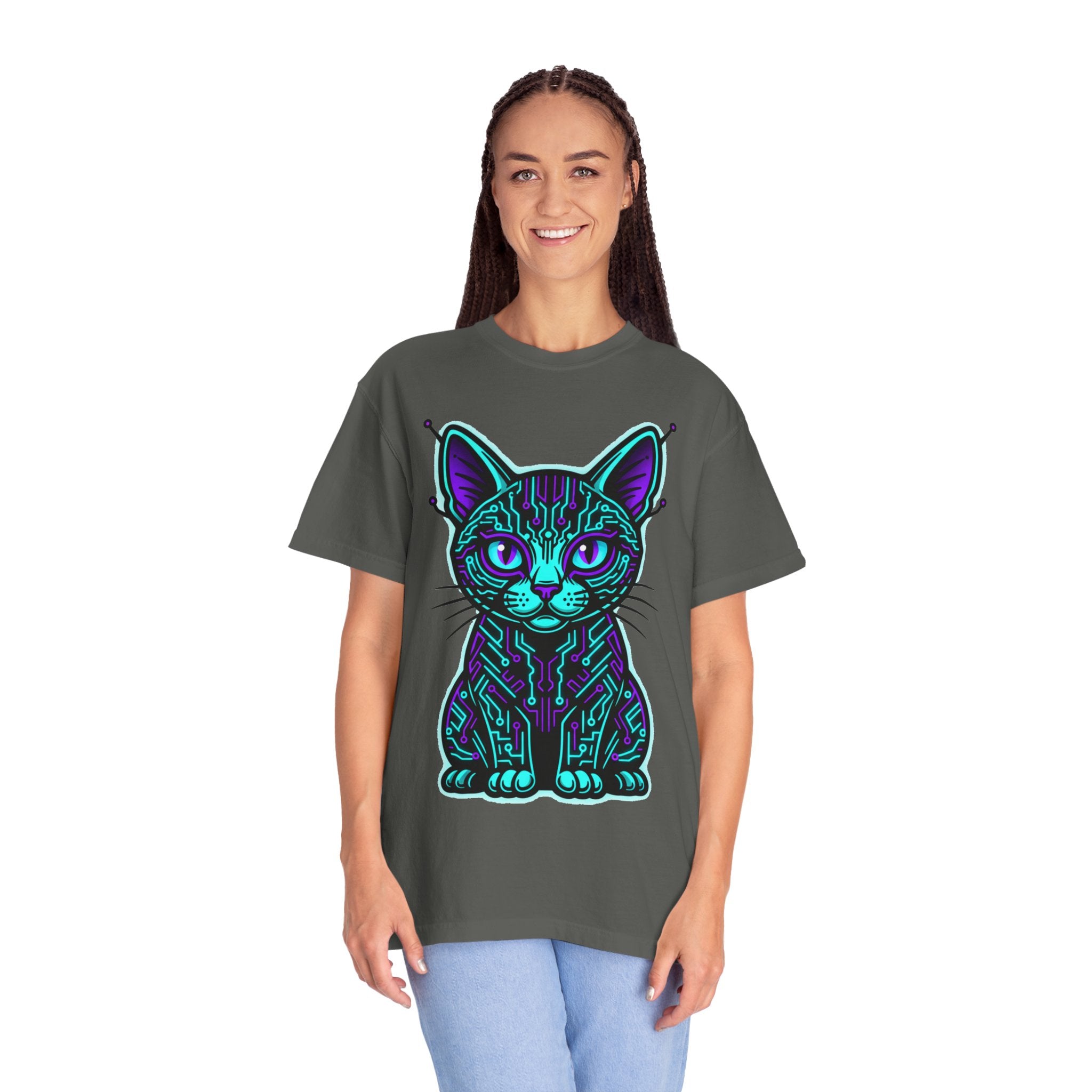 D78 Cyber Felines — Neon Cat T-shirt
