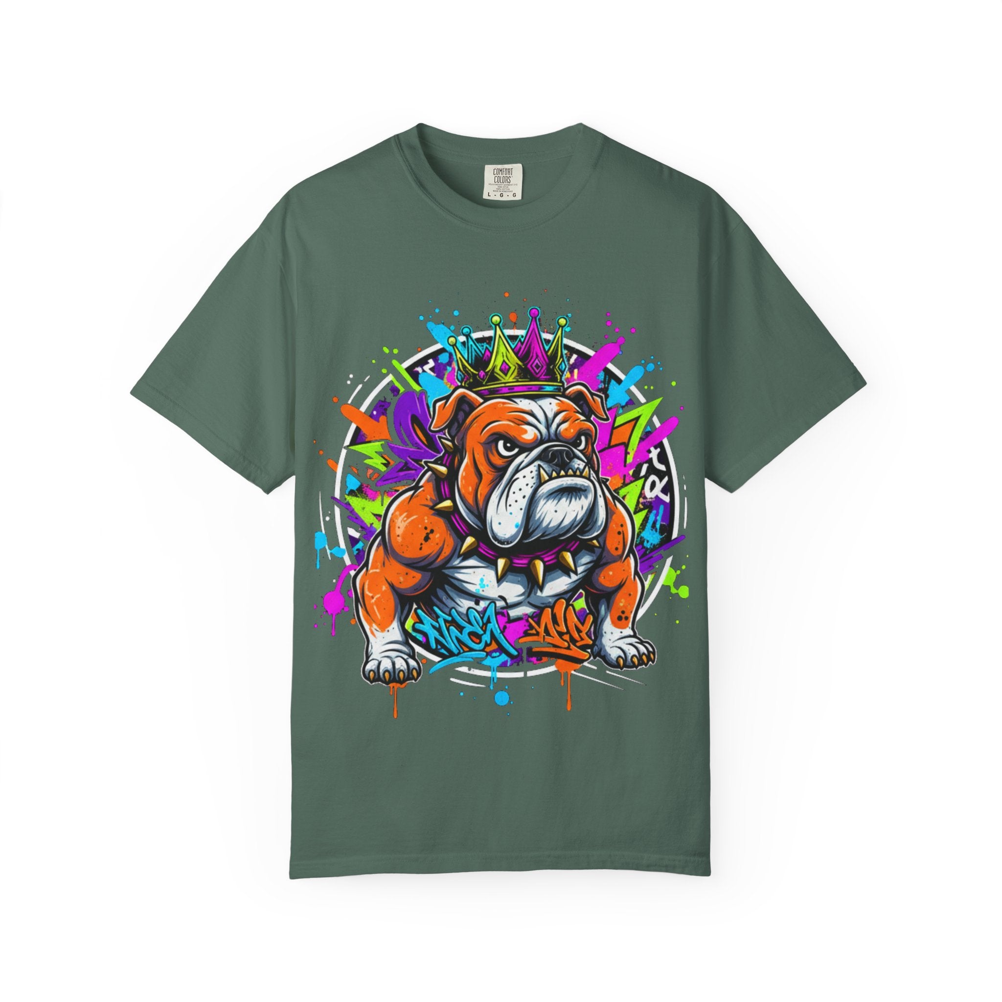 D78 Street Kings — Crown graffiti bulldog T-shirt
