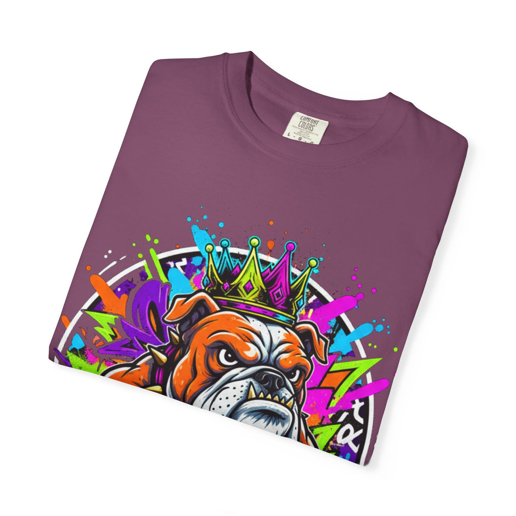 Bulldog Graffiti T-Shirt — Colorful King Crown Streetwear Tee