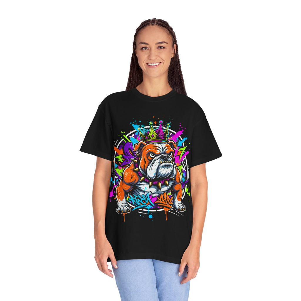 D78 Street Kings — Crown graffiti bulldog T-shirt