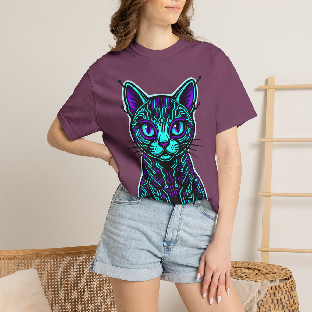 Cyberpunk Cat T-Shirt — Neon Tech Kitten Graphic Tee