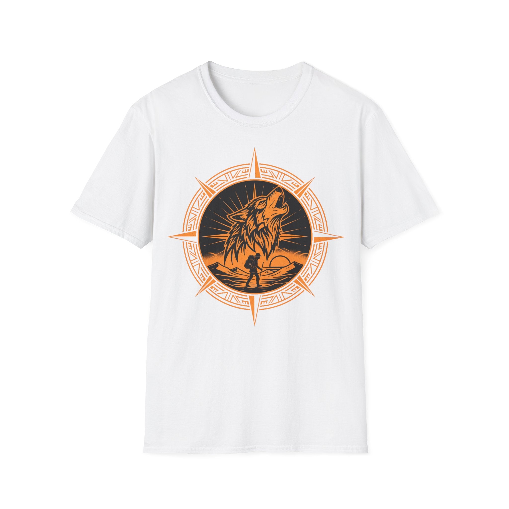 Wolf Compass T‑Shirt — Howling Wolf Graphic Tee