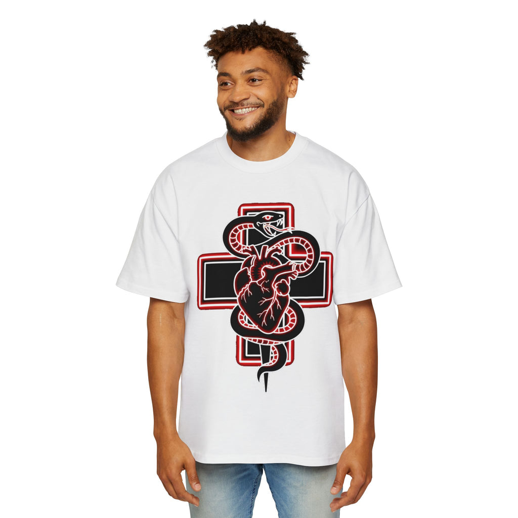 Graphic Tee — Anatomical Heart & Snake Cross Design