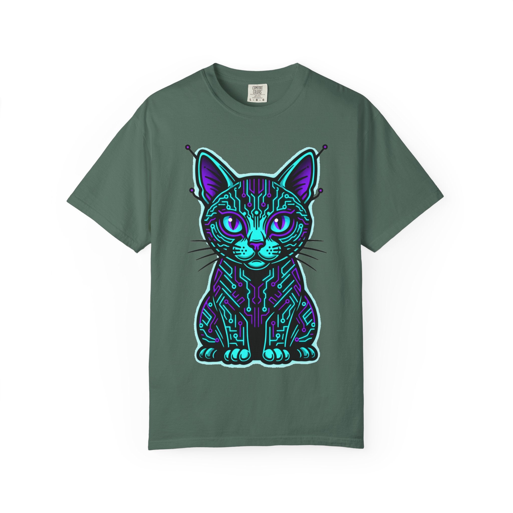 D78 Cyber Felines — Neon Cat T-shirt