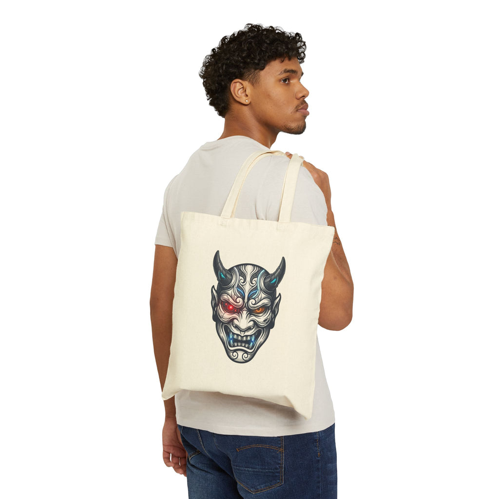 Demon Mask Tote | Traditional Tattoo-Inspired, Flash-Style Canvas