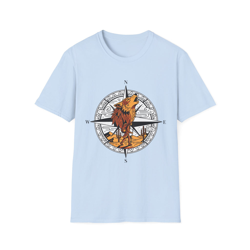 Wolf Compass T-Shirt — Howling Wolf Adventure Graphic Tee