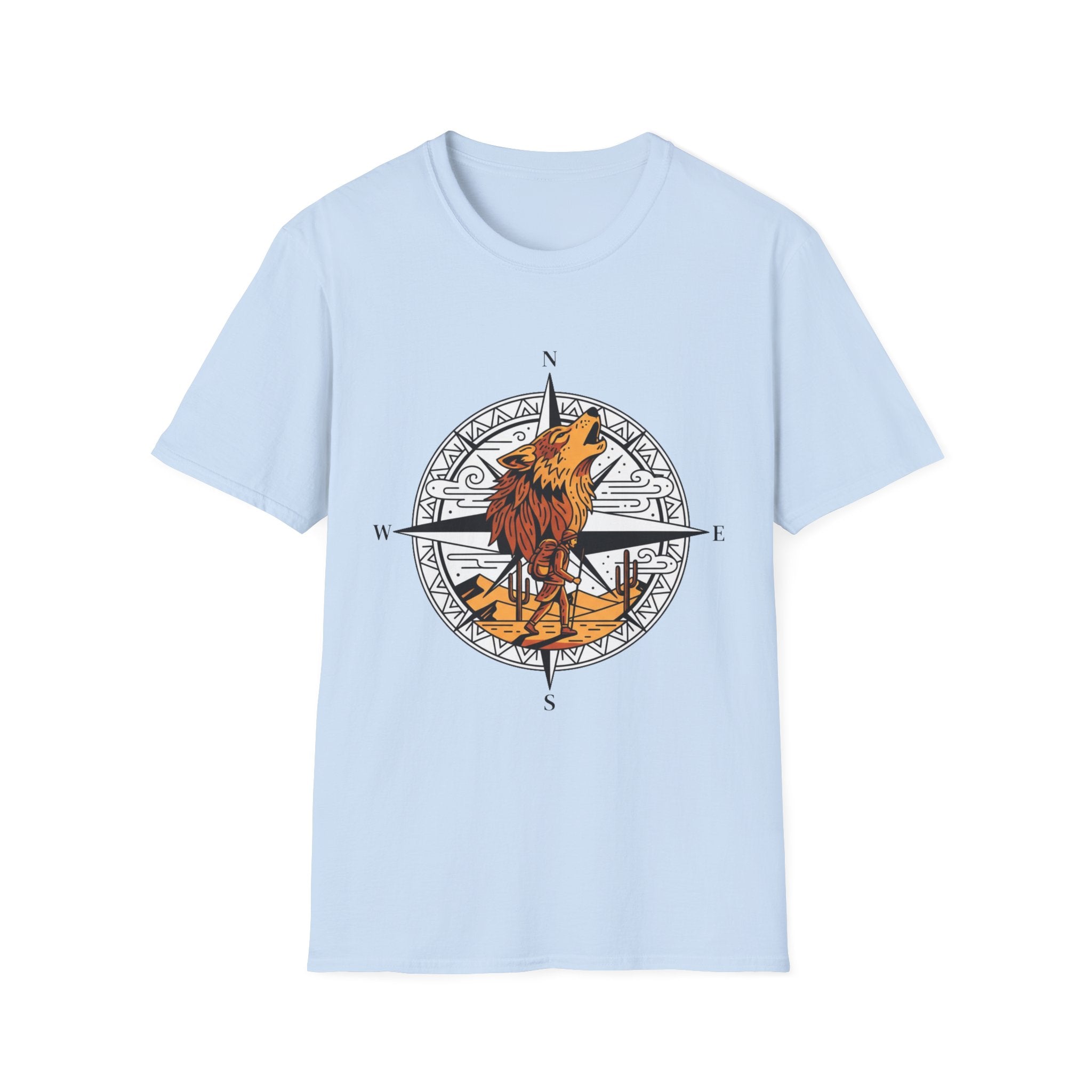 Wolf Compass T-Shirt — Howling Wolf Adventure Graphic Tee