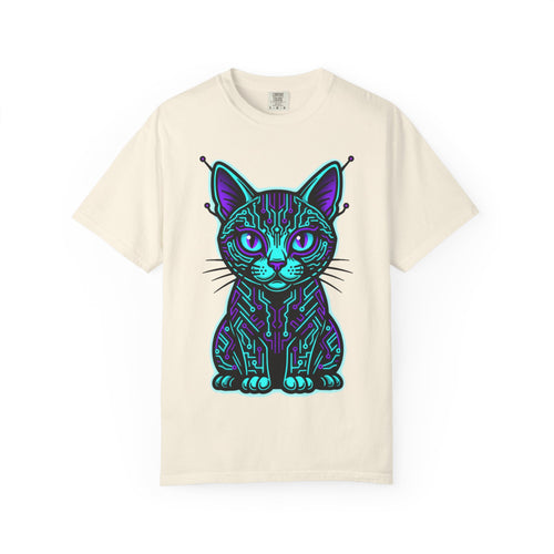 Cyberpunk Cat T-Shirt — Neon Tech Kitten Graphic Tee