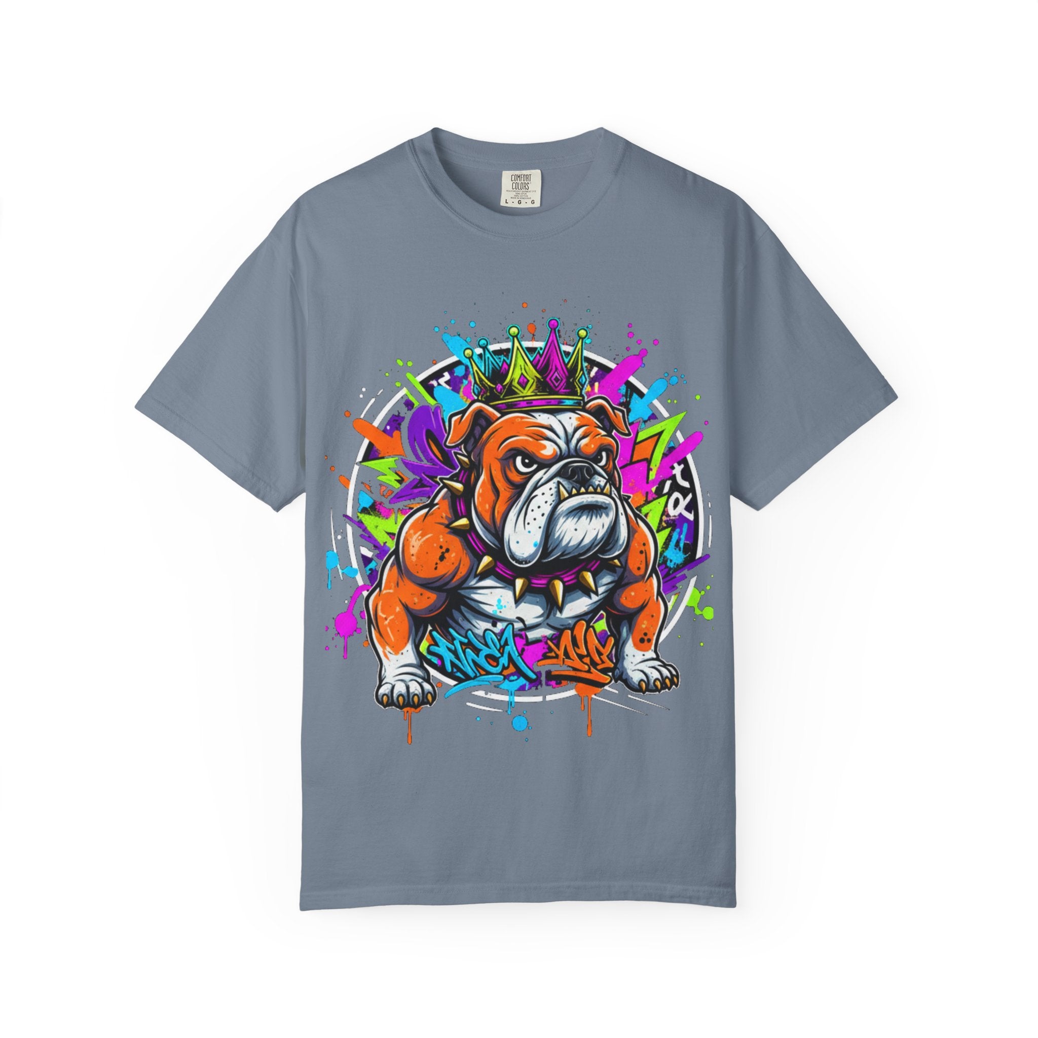 D78 Street Kings — Crown graffiti bulldog T-shirt