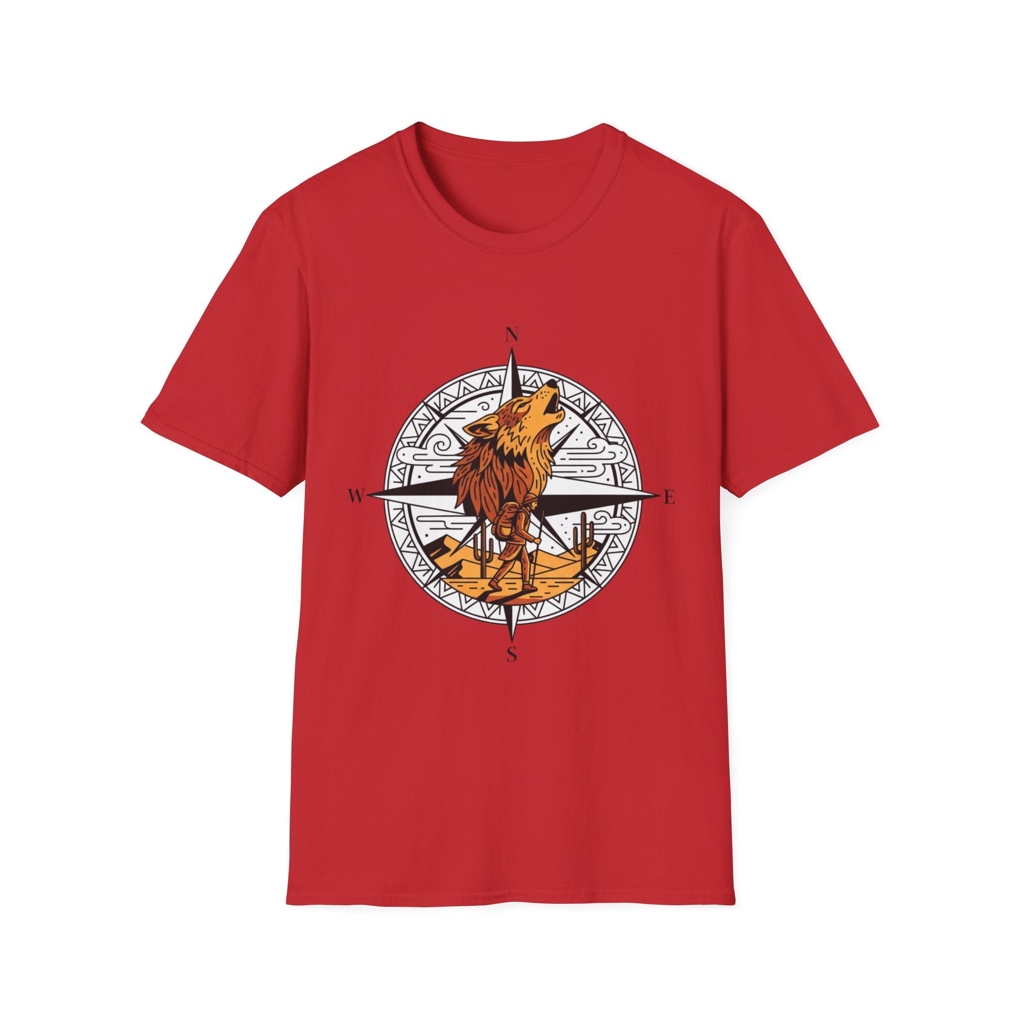 Wolf Compass T-Shirt — Howling Wolf Adventure Graphic Tee