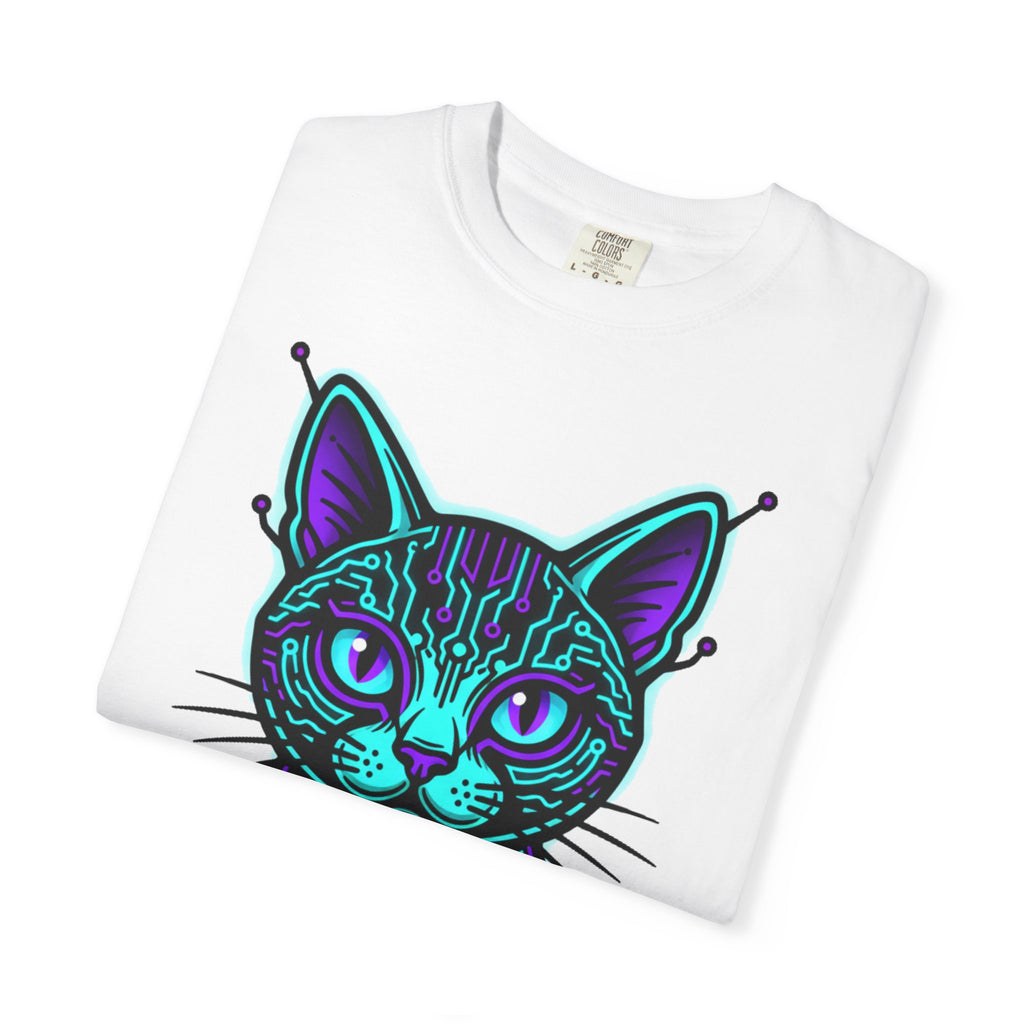 Cyberpunk Cat T-Shirt — Neon Tech Kitten Graphic Tee