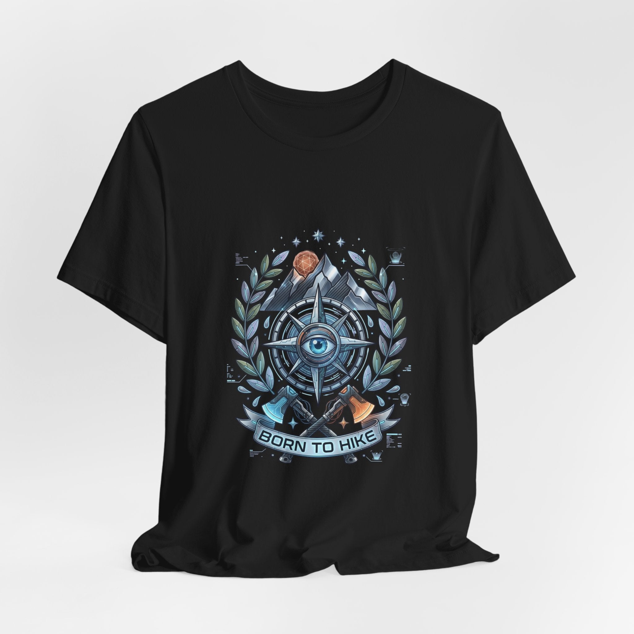 Born to Hike Compass Crest T-Shirt | Traditional Tattoo-Inspired, Outdoor Badge
